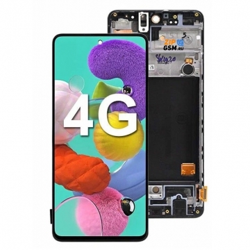 Дисплей Samsung SM-A515F Galaxy A51 в сборе с тачскрином в рамке (OLED, U вырез камеры) (черный)
