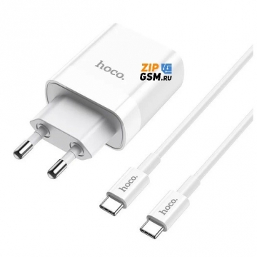 СЗУ Hoco C80A (3.1A/QC 3.0/порт USB-C PD/кабель USB-C-Type-C) (белый)