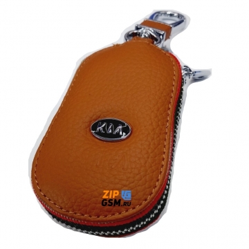 Чехол для автомобильных ключей Kia (кожа коричневый) тип 2