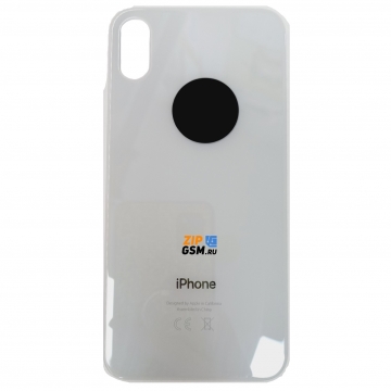 Задняя крышка корпуса iPhone X (ув. вырез камеры. стекло, логотип) (белый) ориг