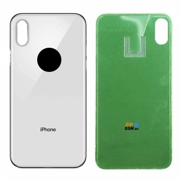 Задняя крышка корпуса iPhone X (ув. вырез камеры. стекло, логотип) (белый) ориг