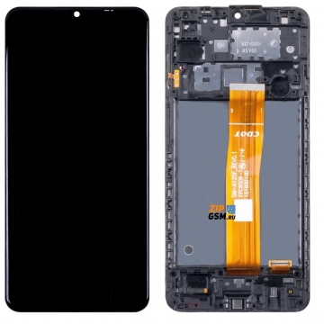 Дисплей Samsung SM-A125F Galaxy A12 в сборе с тачскрином в рамке (черный) супер премиум