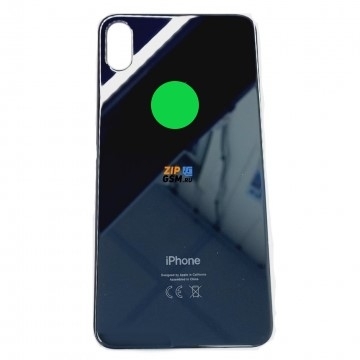 Задняя крышка корпуса iPhone XS MAX (ув. вырез камеры. стекло, логотип) (черный) ориг