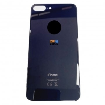 Задняя крышка корпуса iPhone 8 Plus (ув. вырез камеры. стекло, логотип) (черный) ориг