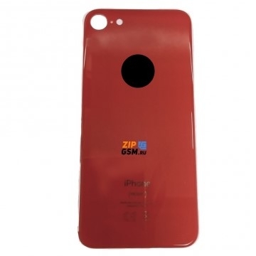 Задняя крышка корпуса iPhone 8 (ув. вырез камеры. стекло, логотип) (красный) ориг