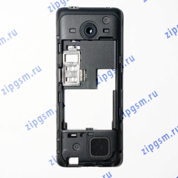 Задняя панель Nokia Asha 206 с динамиком, разъемом зарядки, гарнитуры и дверцой sim (черный) оригинал АСЦ (p/n 02501L1)