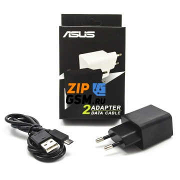 СЗУ Asus 1.35A с выходом USB + MicroUSB кабель (черный/коробка)