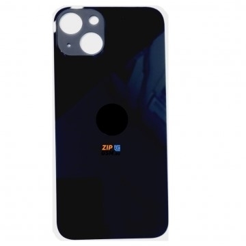 Задняя крышка корпуса iPhone 13 (ув. вырез камеры. стекло, логотип) (черно - синий) ориг