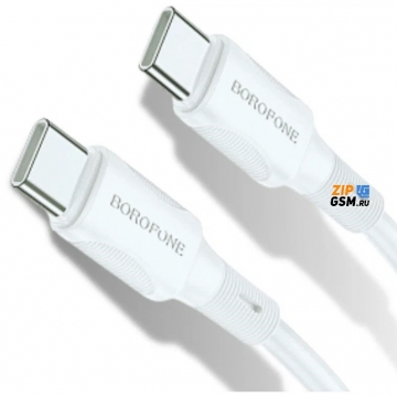 Кабель USB-C - Type-C Borofone BX80 (1м, 3A, 60W) белый