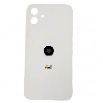 Задняя крышка корпуса iPhone 12 (ув. вырез камеры. стекло, логотип) (белый) ориг