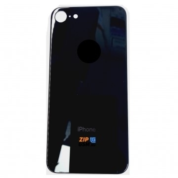 Задняя крышка корпуса iPhone 8 (ув. вырез камеры. стекло, логотип) (черный) ориг