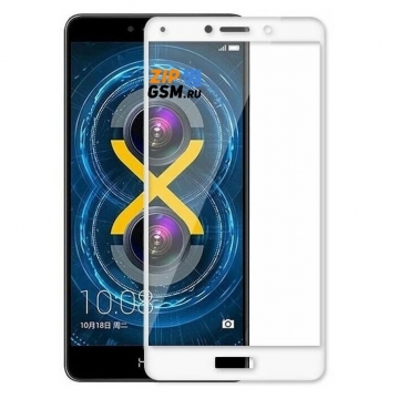 Защитная пленка Huawei Honor 6X (стеклянная Gorilla Glass) наклейка по периметру 2,5D (белый)
