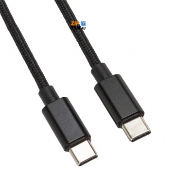Кабель USB-C - Type-C Power Delivery 18W в текстильной оплетке,1м (черный/коробка)