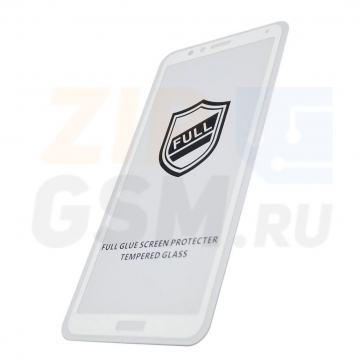 Защитная пленка Huawei Honor 7X (стеклянная Gorilla Glass) 2.5D полная наклейка (белый)