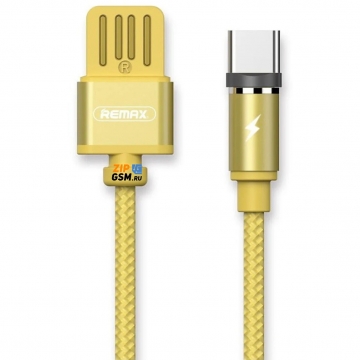Кабель USB - micro USB (Type-C, 1.2м) (RC-095a) Remax (магнитый, оплетка, золото)