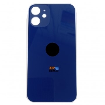 Задняя крышка корпуса iPhone 12 mini (ув. вырез камеры. стекло, логотип) (синий) ориг