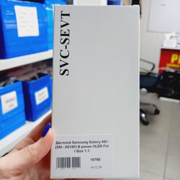 Дисплей Samsung SM-A515F Galaxy A51 в сборе с тачскрином в рамке (черный) Oled Full Size (премиум)