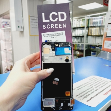 Дисплей Samsung SM-A515F Galaxy A51 в сборе с тачскрином в рамке (черный) Oled Full Size (премиум)