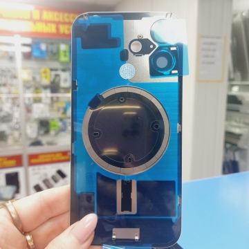 Задняя крышка корпуса iPhone 16 (стекло, логотип) (белый) со стеклом камеры и креплением, Magsafe