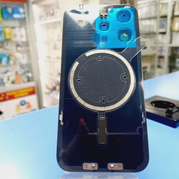 Задняя крышка корпуса iPhone 15 Pro (стекло, логотип) (титан черный) со стеклом камеры и креплением, кольцо Magsafe, Оригинал