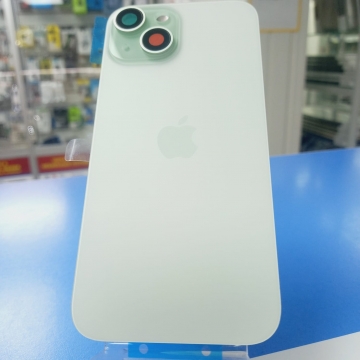 Задняя крышка корпуса iPhone 15 (стекло, логотип) (зеленый) со стеклом камеры и креплением, Magsafe