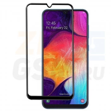 Защитная пленка Samsung SM-A505F Galaxy A50 (2019) (Gorilla Glass стеклянная) полная наклейка 2.5D 9H (черный)