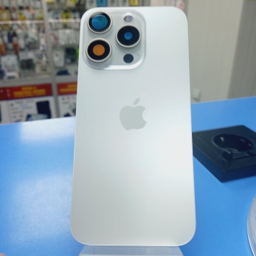 Задняя крышка корпуса iPhone 15 Pro (стекло, логотип) (белый) со стеклом камеры и креплением, Magsafe