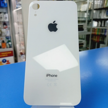 Задняя крышка корпуса iPhone XR (ув. вырез камеры. стекло, логотип) (белый) ориг