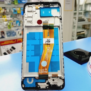 Дисплей Samsung SM-A037F Galaxy A03s в сборе с тачскрином в рамке (черный) премиум