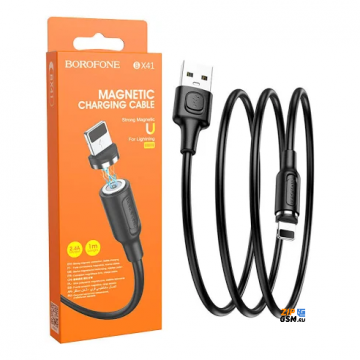 Кабель USB - Lightning 8-pin BOROFONE BX41 Amiable магнитный (1м, 2.4A PVC) черный