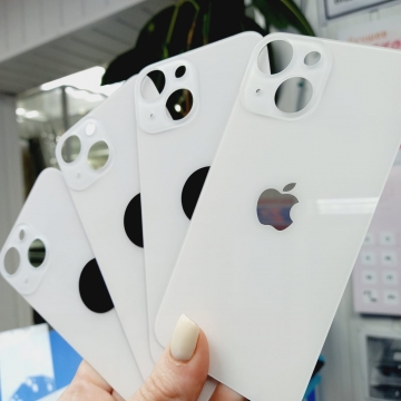 Задняя крышка корпуса iPhone 13 mini (ув. вырез камеры. стекло, логотип) (белый)