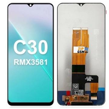 Дисплей Realme C30 (RMX3581) / C33 (RMX3624) / Narzo 50i Prime (RMX3581/RMX3624/RMX3506)  в сборе с тачскрином (черный) ориг Service pack