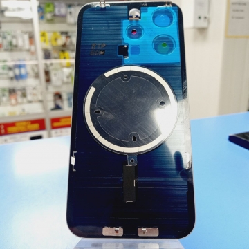 Задняя крышка корпуса iPhone 15 Pro (стекло, логотип) (титан-натуральный) со стеклом камеры и креплением, кольцо Magsafe, Оригинал