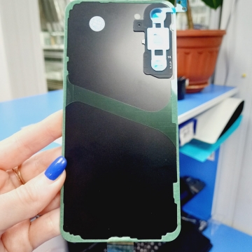 Задняя крышка корпуса Samsung SM-S916B Galaxy S23 Plus (черный) со стеклом камеры (оригинал)