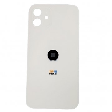 Задняя крышка корпуса iPhone 12 (ув. вырез камеры. стекло, логотип) (белый) ориг