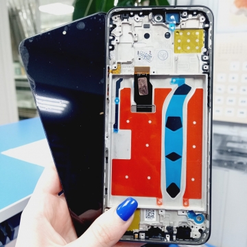 Дисплей Huawei Honor X8 4G (TFY-LX1) в сборе с тачскрином в рамке (черный) ориг Service Pack