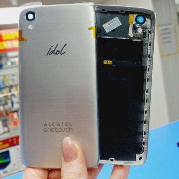 Задняя крышка Alcatel OT-6039K/6039Y со стеклом камеры (хром)