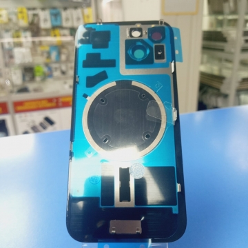 Задняя крышка корпуса iPhone 16 Pro (стекло, логотип) (серый) со стеклом камеры и креплением, Magsafe