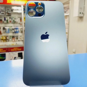 Задняя крышка корпуса iPhone 12 Pro Max (ув. вырез камеры. стекло, логотип) (тихоокеанский синий) ориг