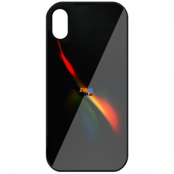 Чехол iPhone XR задняя накладка (силикон/стекло, черный с абстракцией) Krutoff