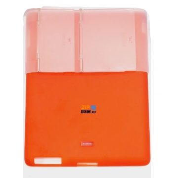Чехол силиконовый панель-подставка 3 в 1 для iPad 2/ iPad3/ iPad4 (в комплекте защитная пленка) (Красный)