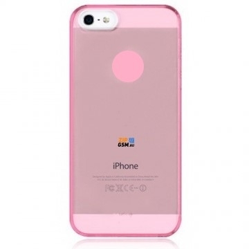 Чехол пластик прозрачный для iPhone 5/5S (розовый)